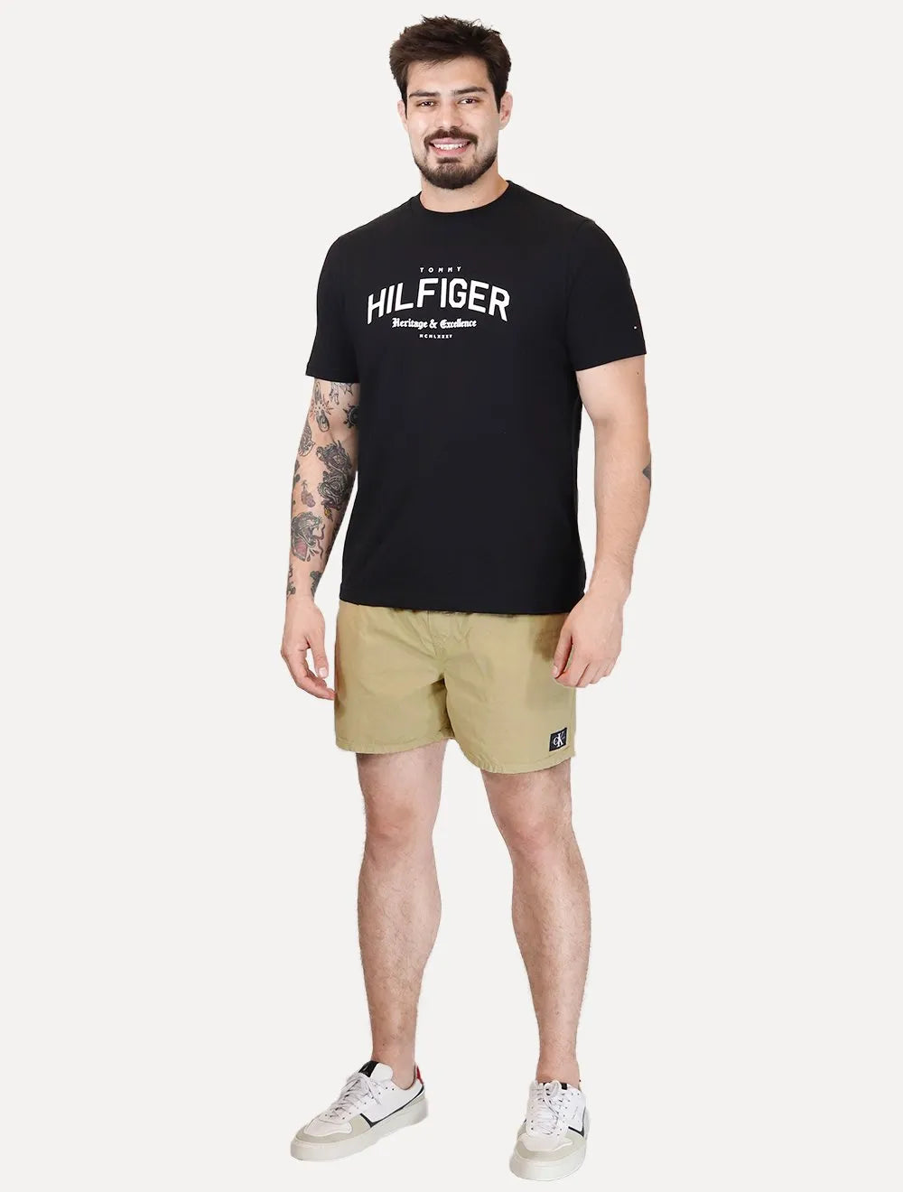 Short Calvin Klein Jeans Sarja Masculino Color Elastic Cáqui Claro