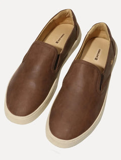 Tênis Osklen Masculino Slip on Bossanova Antique Couro Marrom Café