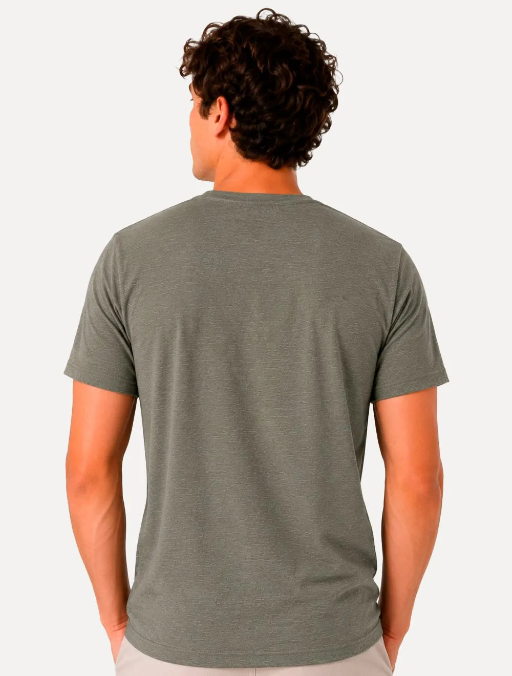 Camiseta Dudalina Masculina Regular Fit Listras Dark Icon Cáqui Escuro