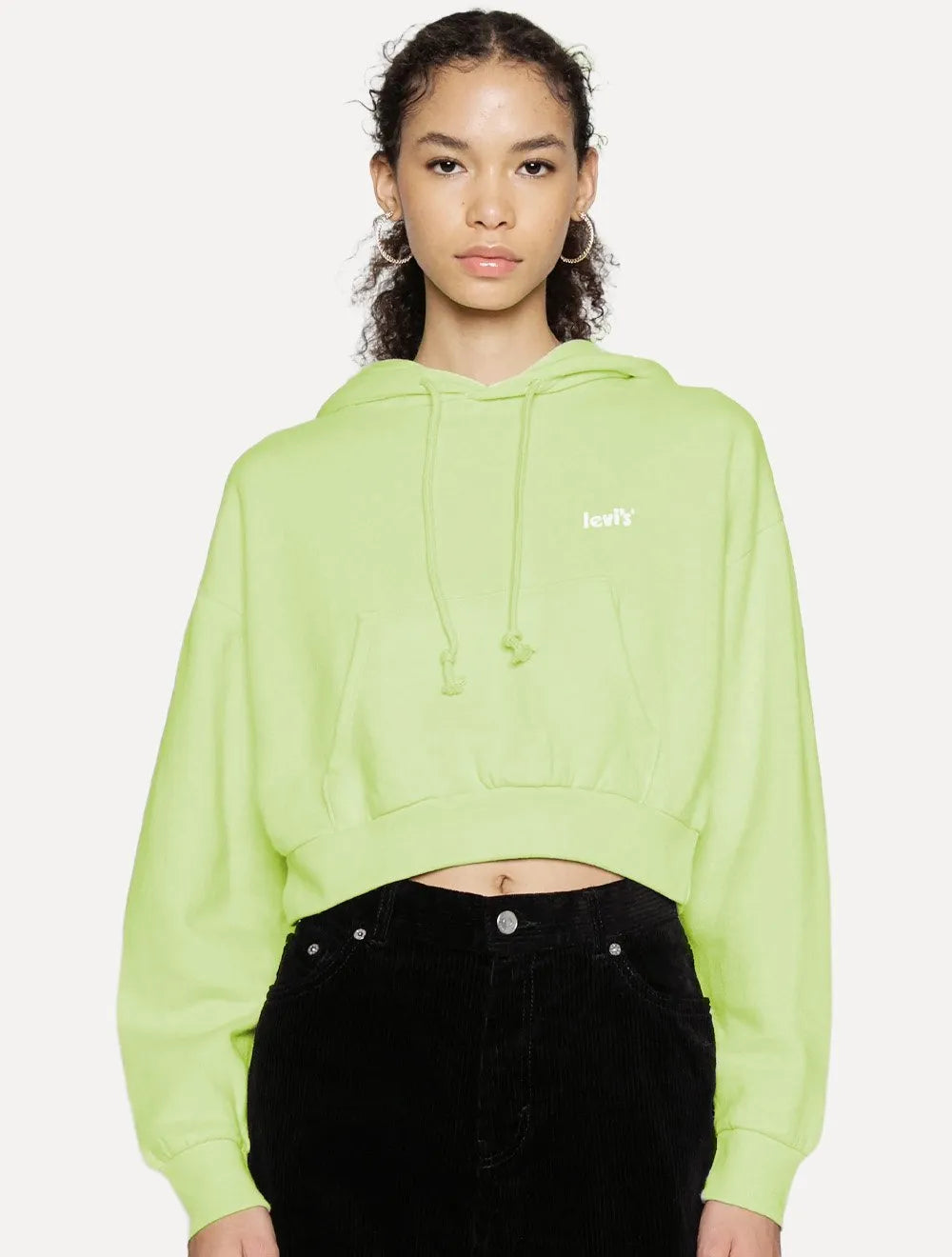 Moletom Levis Feminino Cropped Media Hoodie Verde Claro