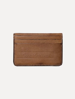 Carteira Calvin Klein Jeans Porta Cartão CKJ Basic Havana Couro Marrom
