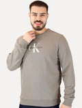 Moletom Calvin Klein Jeans Masculino Crewneck Logo New RE Issue Cáqui Médio