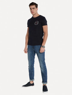 Camiseta Tommy Hilfiger Masculina Columbus Roundle Logo Azul Marinho
