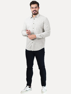 Camisa Aramis Masculina Regular Mini Xadrez Mescla Branco/Cinza