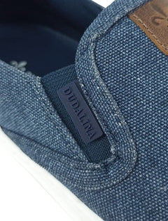 Tênis Dudalina Masculino Zara Slip On Lona Mistral Napa Logo Azul Jeans