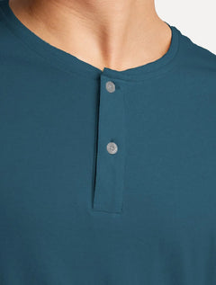 Camiseta King & Joe Masculina Botão Pima Touch Henley Azul Marinho