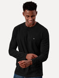 Camiseta Calvin Klein Masculina Manga Longa Rubber CK Frontal Preta