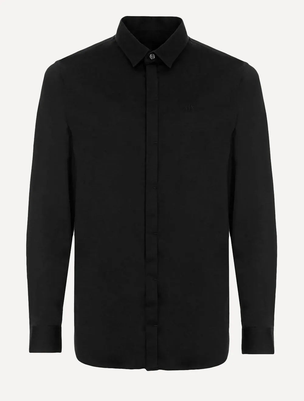 Camisa Armani Exchange Masculina Slim Fit Hidden Button Mono Logo Preta