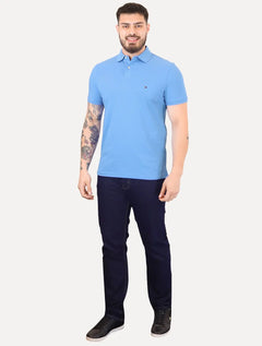 Polo Tommy Hilfiger Masculina Regular Piquet 1985 Azul