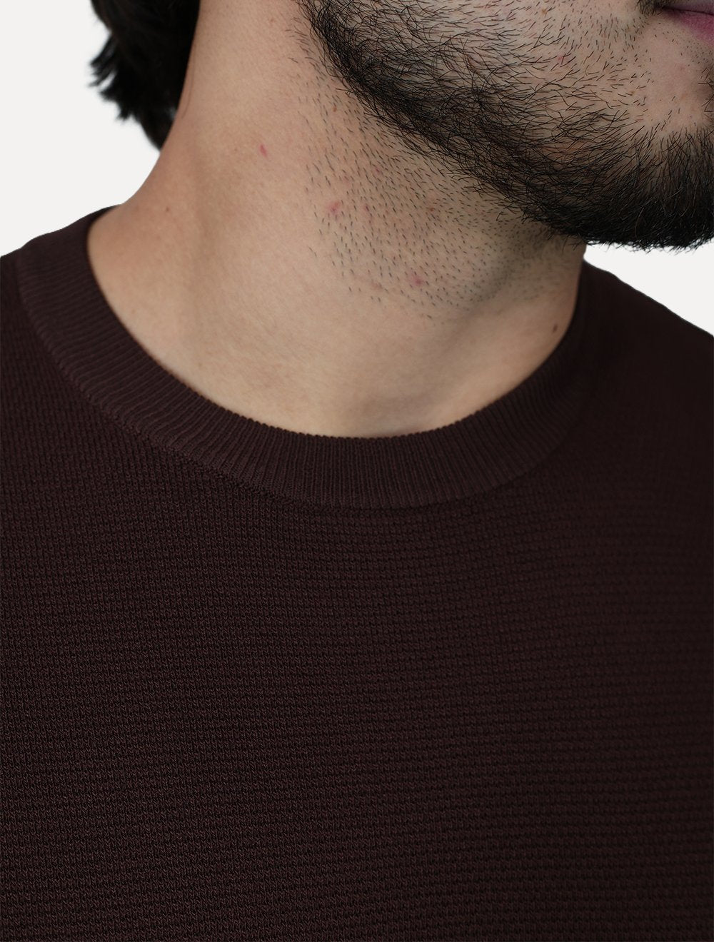 Camiseta Dixen Masculina Tricot Manga Curta Gola Careca Marrom