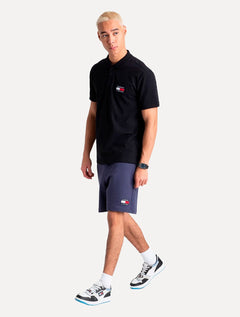 Polo Tommy Jeans Masculina Regular Classic Flag Badge Preta