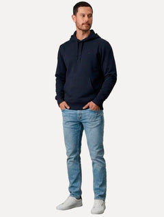 Casaco de Moletom Calvin Klein Hood CK Logo Embroidered Azul Marinho