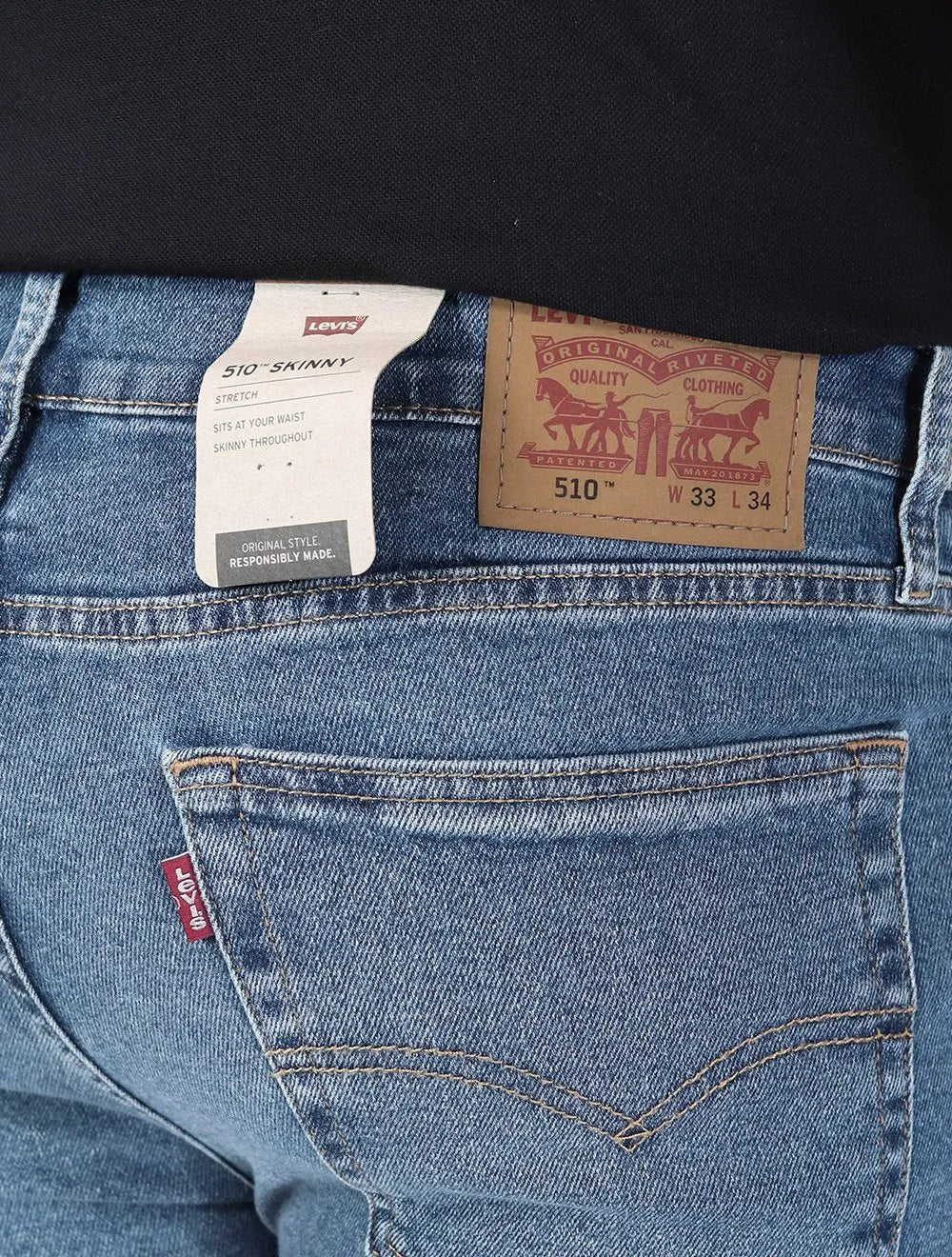 Calça Levis Jeans Masculina 510 Skinny Stoned Azul Médio