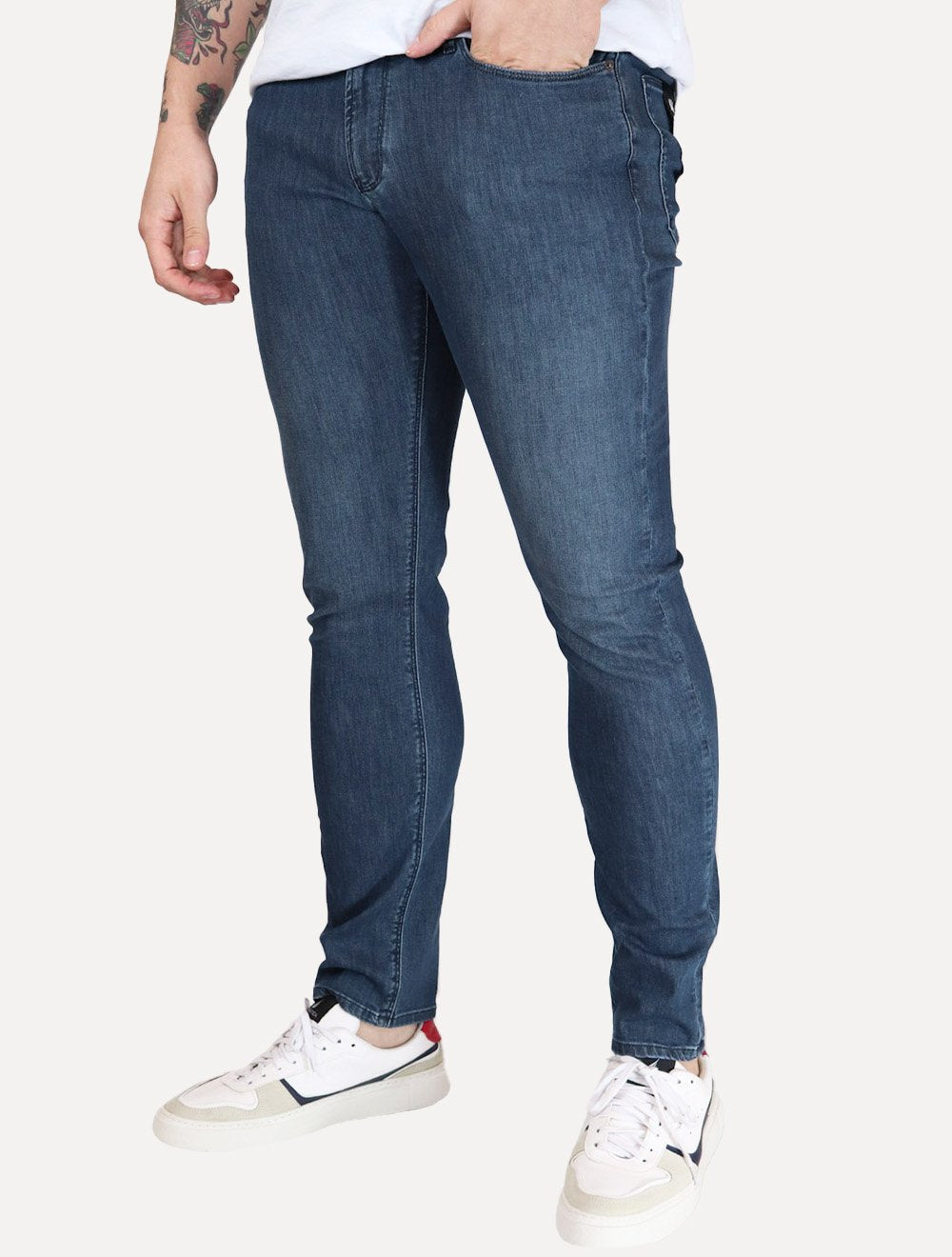 Calça Jeans Empório Armani Masculina J06 Slim Fit 5 Pockets Azul Índigo