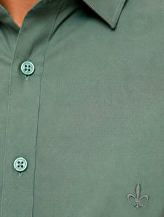 Camisa Dudalina Masculina Slim Superfine Cotton Mono Logo Lisa Tricoline Verde Claro