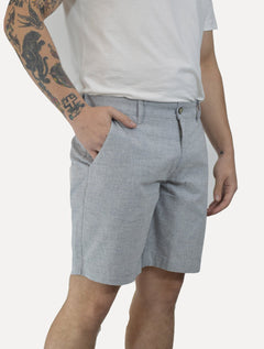 Bermuda Sergio K Masculina Chino Sarja Elastano Cinza Mescla