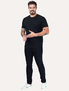 Camiseta King & Joe Premium Suedine Egípcio Logo Preta