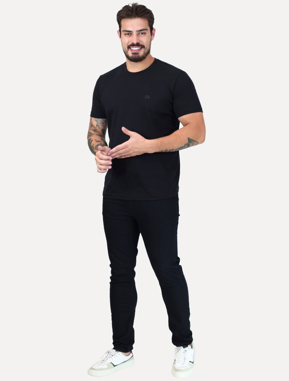 Camiseta King & Joe Premium Suedine Egípcio Logo Preta