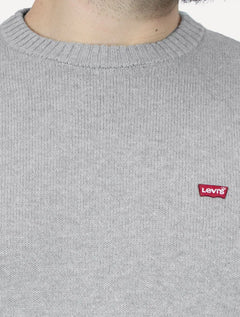 Suéter Levis Masculino Crewneck Classic Housemark Logo Cinza Mescla