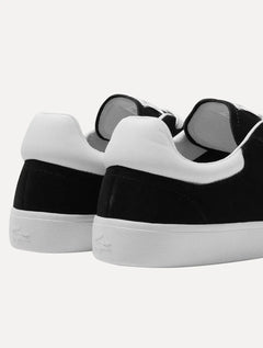 Tênis Lacoste Masculino Couro Suede Baseshot Blk/Wht Preto