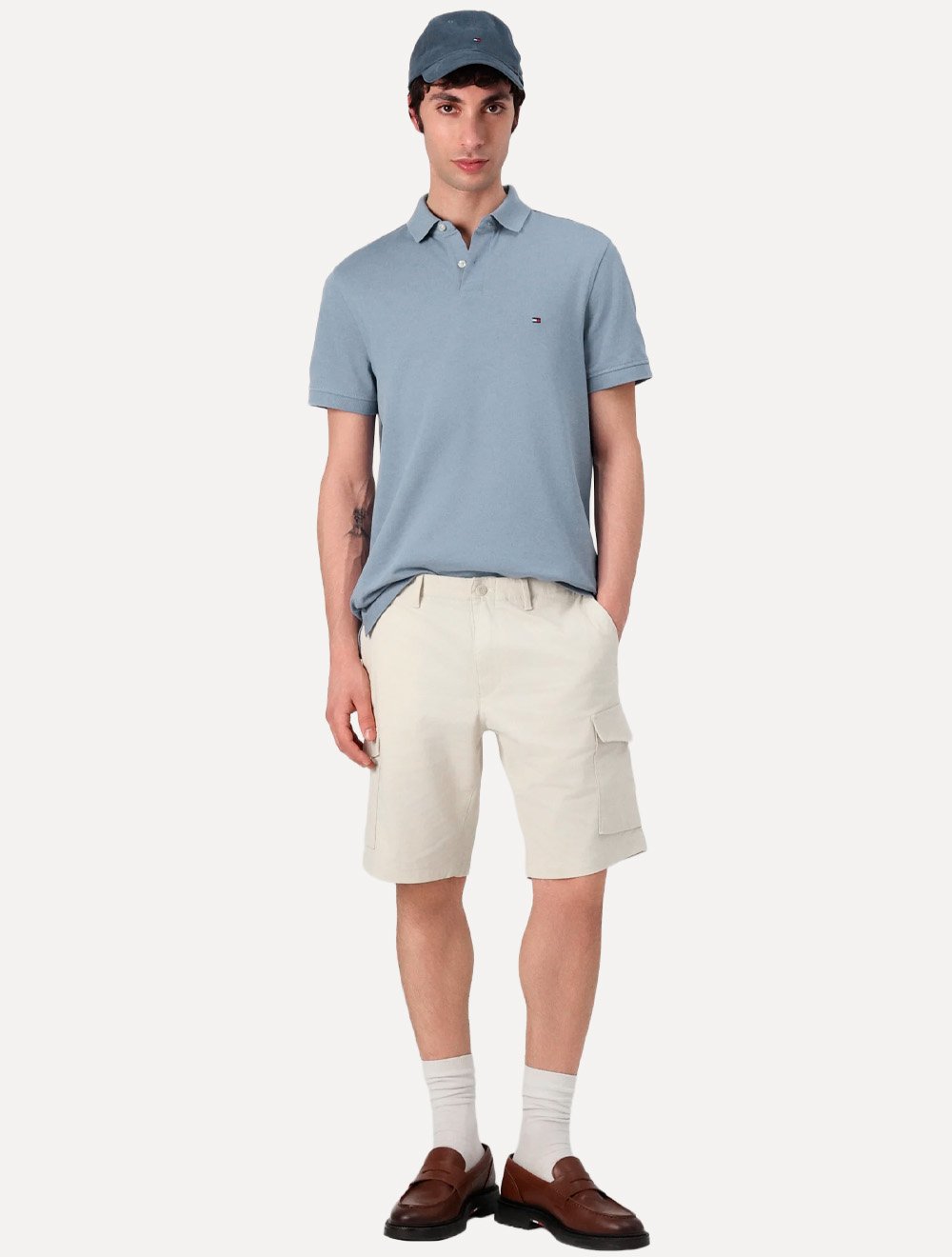 Polo Tommy Hilfiger Masculina Regular Piquet 1985 Azul Eclesiástico