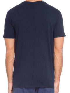 Camiseta Replay Masculina Basic Crewneck Logo Azul Marinho