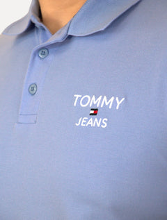 Polo Tommy Jeans Masculina Regular Corp Chest Azul Claro