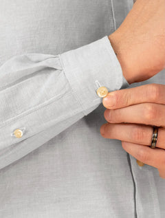 Camisa Ralph Lauren Masculina Linho Dark Icon Cinza Claro Mescla