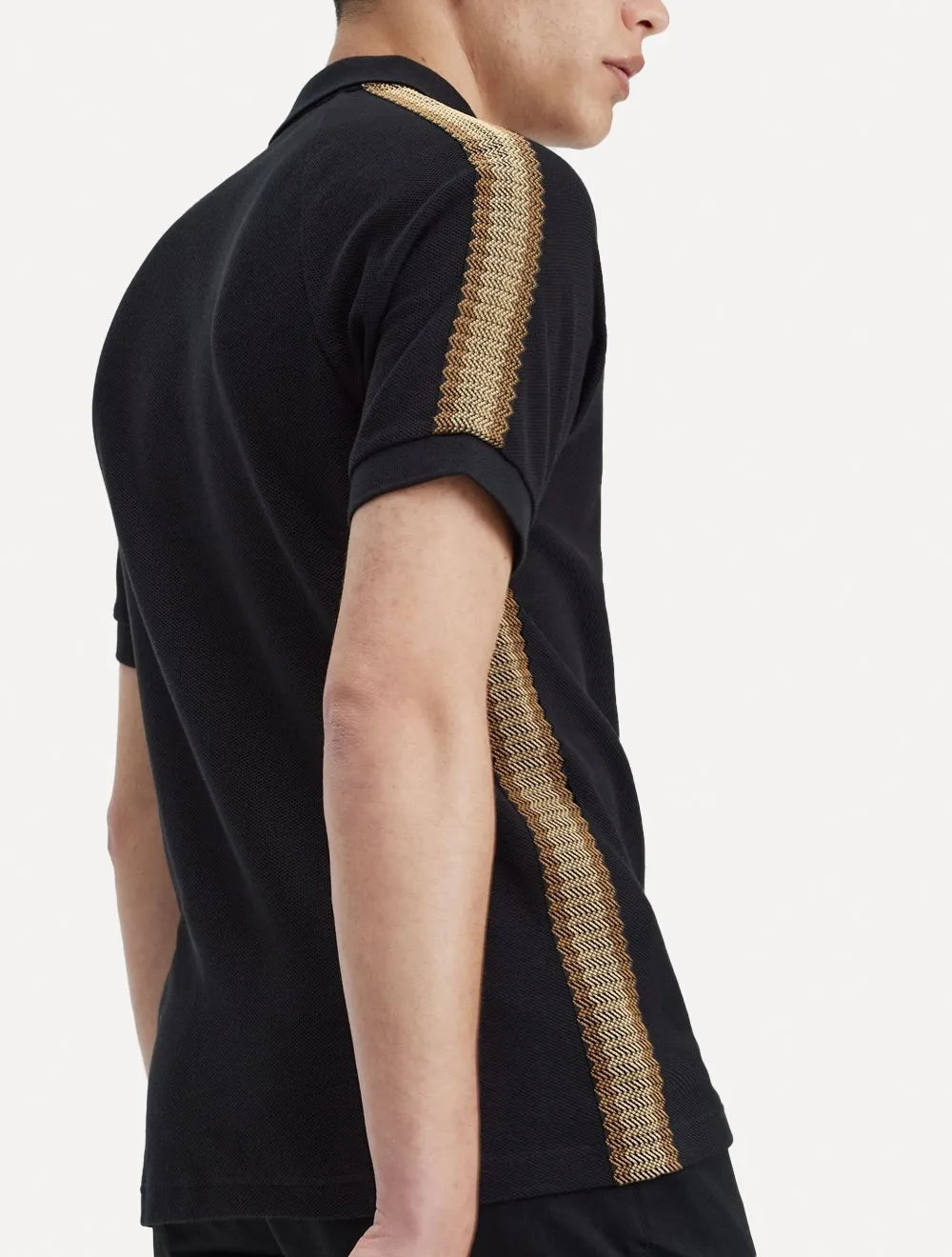 Polo Fred Perry Masculina Piquet Regular Honeycomb Taped Preta
