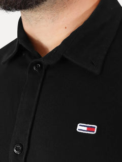 Camisa Tommy Jeans Masculina Regular Corduroy Preta