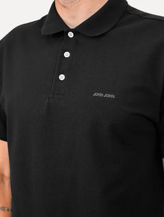 Polo John John Masculina New Simple Light Button Preta