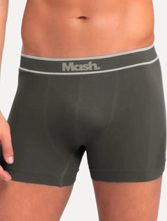 Cueca Mash Boxer Microfíbra Seamlss Gray Sash Branca/Chumbo Pack 2UN