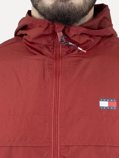 Jaqueta Tommy Jeans Masculina Corta Vento Chicago Flag Vermelha
