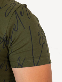 Camiseta Guess Masculina Full Lettering Verde Escuro