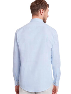 Camisa Aramis Masculina Tricoline Regular Micro Xadrez Azul Claro