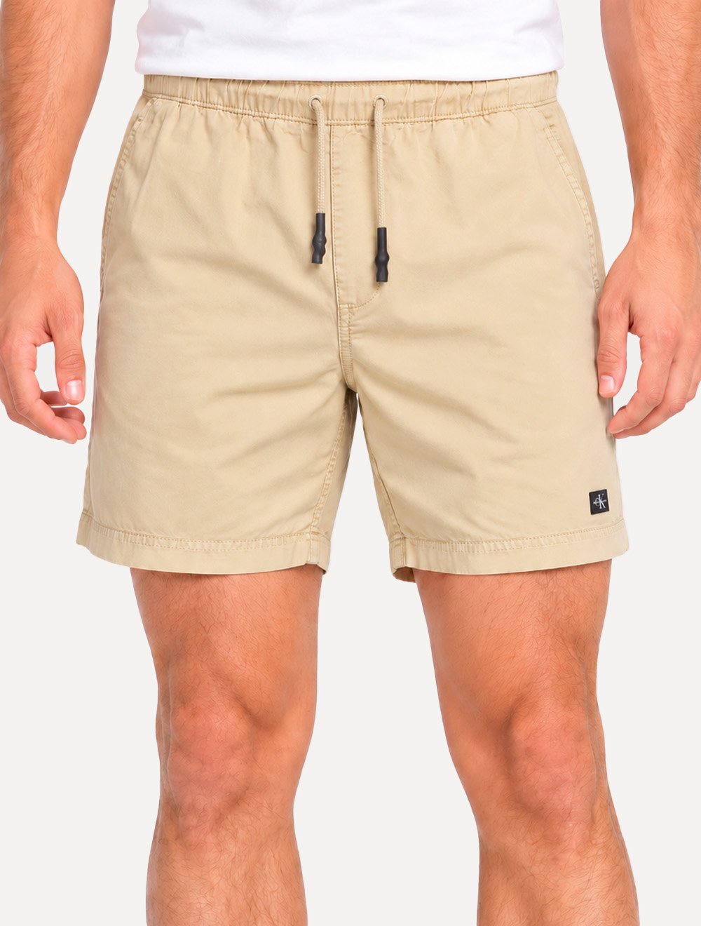 Short Calvin Klein Jeans Sarja Masculino Color Elastic Mini CK Logo Cáqui Claro