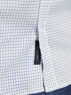 Camisa Aramis Masculina Regular Tricoline Micro Xadrez Branca/Azul Índigo