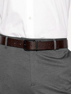 Cinto Aramis Masculino Couro Dupla Floater Marrom Café/Preto