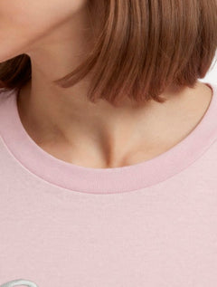 Camiseta Guess Feminina Signature Embroidery Logo Rosa Claro