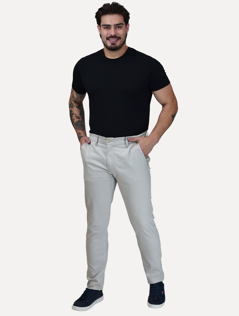 Calça Dixen Masculina Sarja Slim Areia