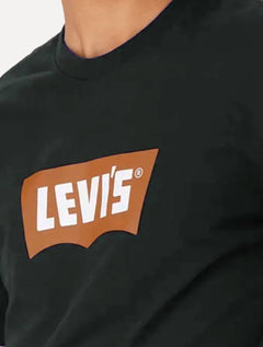 Camiseta Levis Masculina Orange Logo Batwing Preta