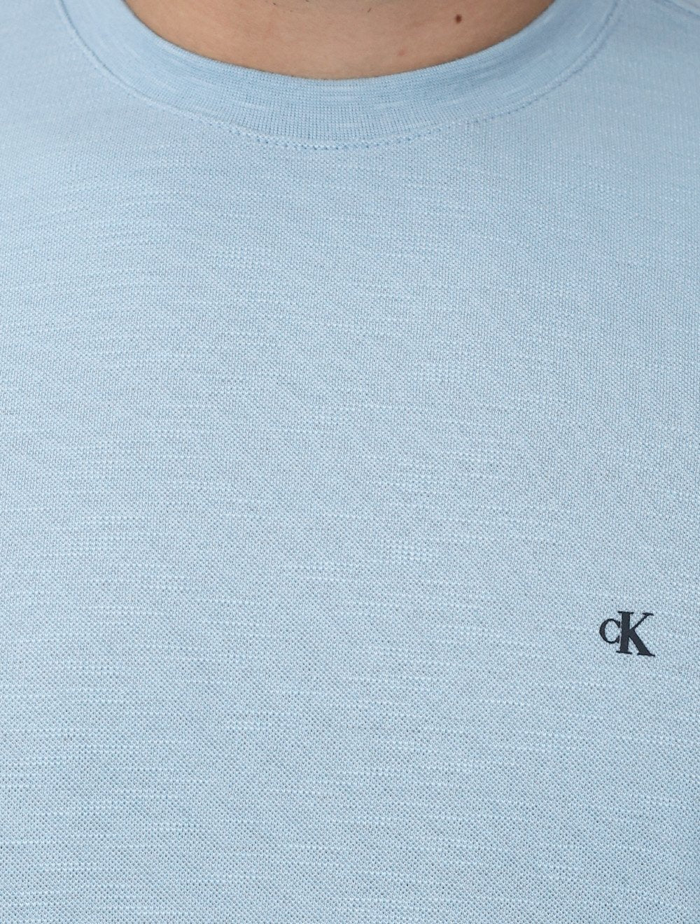 Camiseta Calvin Klein Jeans Masculina Piquet Núvola Azul Claro