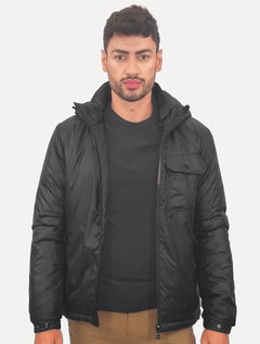 Jaqueta Dudalina Masculina Puffer Nylon WR Preta