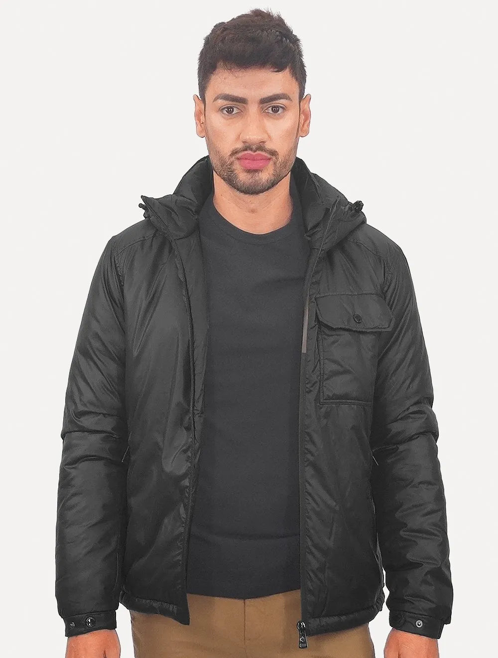 Jaqueta Dudalina Masculina Puffer Nylon WR Preta