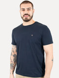 Camiseta Calvin Klein Jeans Masculina CK Bordado Peito Azul Marinho