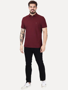 Polo Tommy Hilfiger Masculina Regular Piquet 1985 Bordô