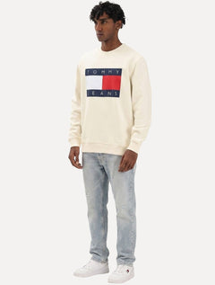 Moletom Tommy Jeans Masculino Big Flag Crewneck Amarelo Claro