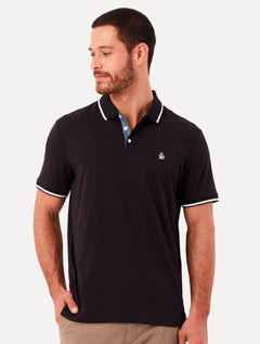 Polo Original Penguin Masculina Malha Jersey Lisa Frisos Preta