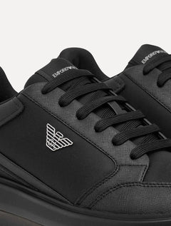 Tênis Empório Armani Masculino Logo Águia Metálico Preto