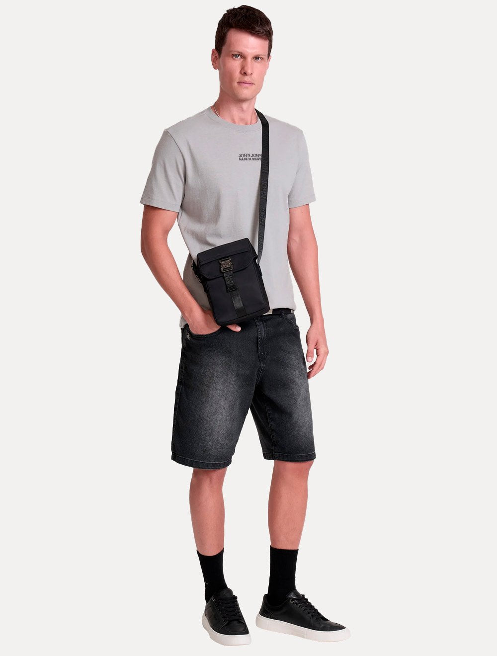 Bolsa John John Masculina Crossbody Nate Black